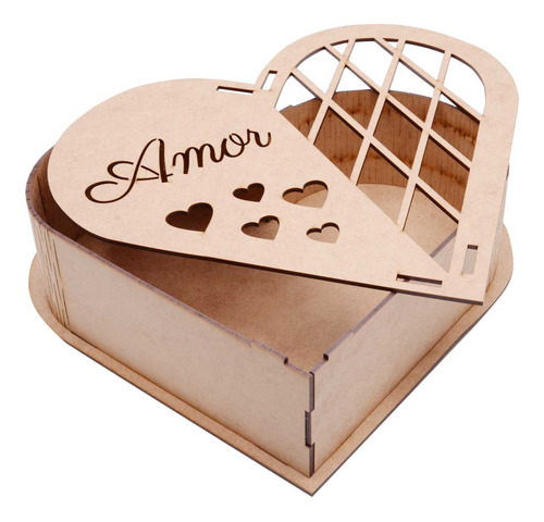 Imagem 1 de 6 de Caixa Coração Mdf Amor G 27,5x21x7cm Hot Pink