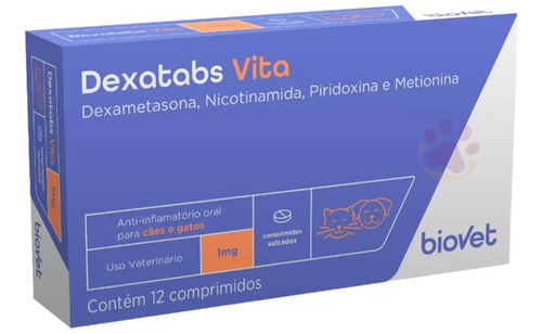Anti-inflamatório Dexatabs Vita Cães Gatos 1mg 12 Comprimido