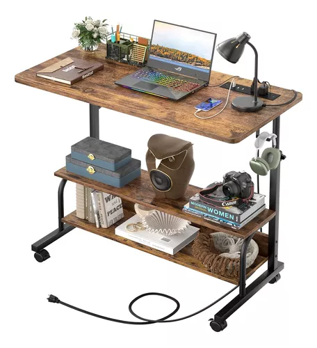 Escritorio portátil con ruedas de altura ajustable, escritorio de pie  pequeño con ruedas, escritorio de computadora de 32 pulgadas, mesa para