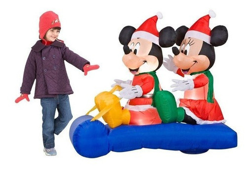 Inflable Iluminable De Navidad Mickey Y Minnie Mouse