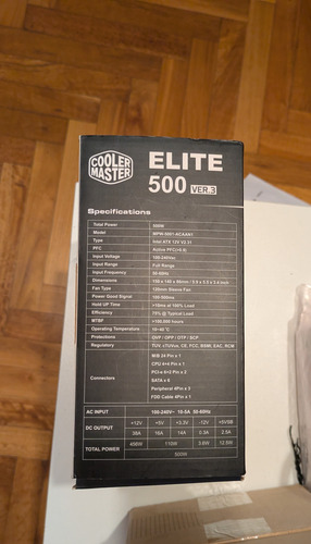 Fuente De Alimentacion Cooler Master Elite 500w V3 Negro