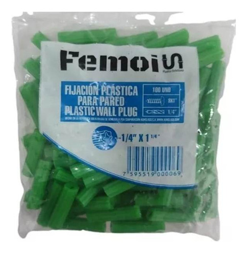 Ramplug Verde Plástico Por Bolsa 100 Unidades