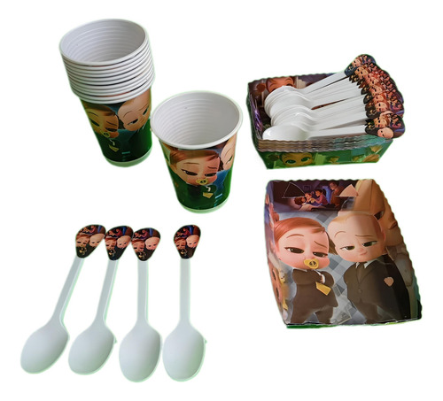 Kit Decoracion Infantil Jefe En Pañales 36niños Vasos Bandej