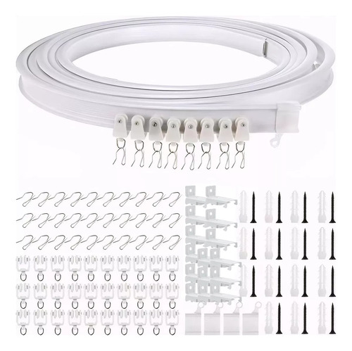Riel De Cortina De Techo Flexible, Montaje Curvo, 5 Metros Blanco Corredera Riel Montaje flexible para separador de habitación de la ventana de la ducha RV
