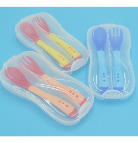 Set De Cubiertos Con Estuche Para Bebe Cuchara Y Tenedor