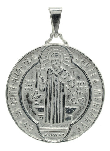 Medalla De San Benito De Plata .925 3.1cm
