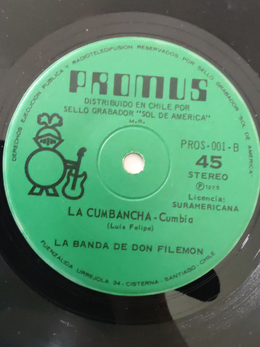 Vinilo Single De La Banda De Don Filemon  La Cumbancha( P25