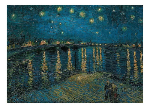 Imagen 2 de 2 de Rompecabezas Clementoni Museum Collection Van Gogh - Notte Stellata sul Rodano 39344 de 1000 piezas