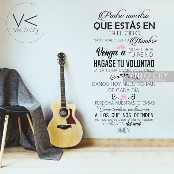 Vinil Decorativo Padre Nuestro Con Corazones Rosas | Envío gratis