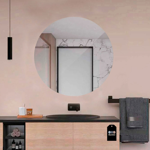 Espejo Redondo 80 Cm Decorativo Baño Living De Pared Grande Borde Pulido