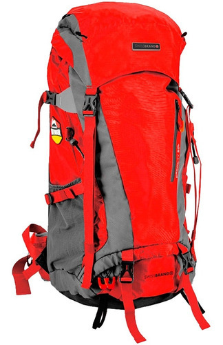 Mochila De Camping 50l Impermeable Swissbrand Wyndham -zenit Color Rojo Diseño de la tela Liso