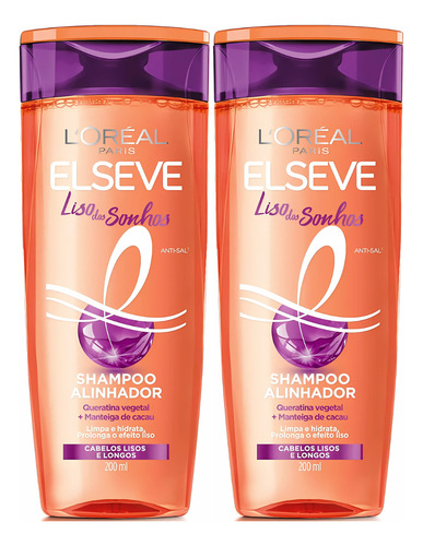 Kit 2 Shampoo Elseve Liso Dos Sonhos 200ml
