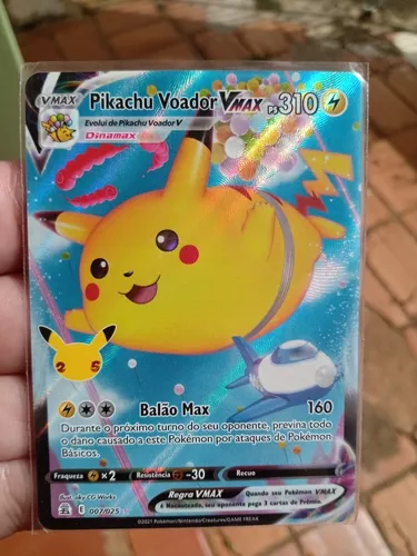 Pikachu Voador V-Max Foil Pokémon Carta Em Português 7/25 - Deck de Cartas  - Magazine Luiza