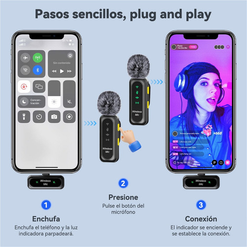Microfono Lavalier Inalámbrico Para iPhone iPad Android K7
