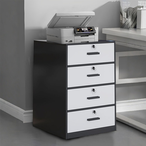 Muebles Archivero Madera Vertical 4 Gavetas Para Oficina Negro