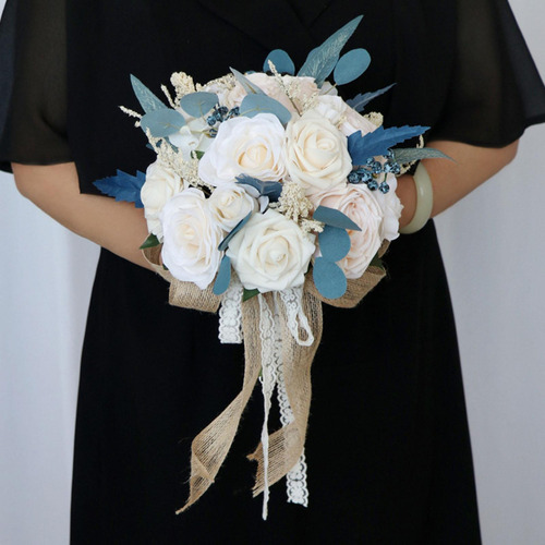 Novia Artificial Sosteniendo Flores Novia Mano Palo Flor