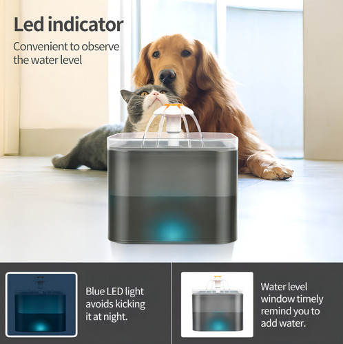 Fuente Para Gatos Bebedero Gatos Ultra Silenciosa 2l Filtro Gris