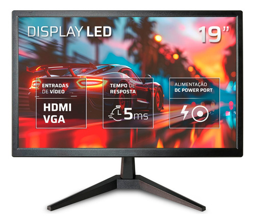 Monitor Knup 19 Gamer Led Hd - 5ms, Conexões Hdmi/vga