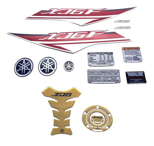 Adesivos Resinado Emblema Protetor Tankpad Yamaha Xj6f 13615 Cor Dourado