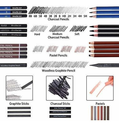 Kit De Lapices De Dibujo Profesional 52 Piezas Estruche