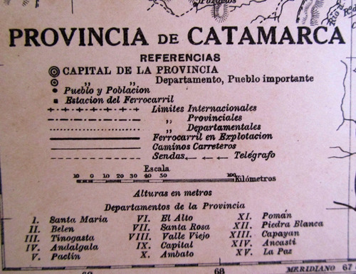 Mapa Catamarca 1920 Telegrafo Ferrocarril Estacion Plano (Usado)