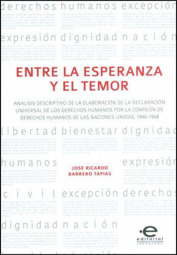 Entre La Esperanza Y El Temor. Análisis Descriptivo De La, De José Ricardo Barrero Tapias. 9587167481, Vol. 1. Editorial Editorial U. Javeriana, Tapa Blanda, Edición 2015 En Español, 2015