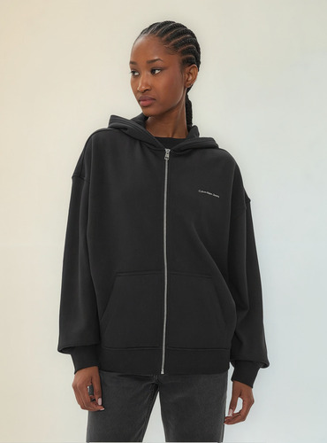 Polerón Diffused Ck Zip Negro Calvin Klein