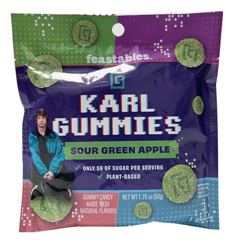 Karl Gummies Feastables Sour Green Apple 50g Gomitas Nuevo