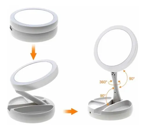 Espejo Con Luz Led Para Maquillaje Plegable Con Aumento Espejo Con Luz Led Para Maquillaje Plegable Con Aumento