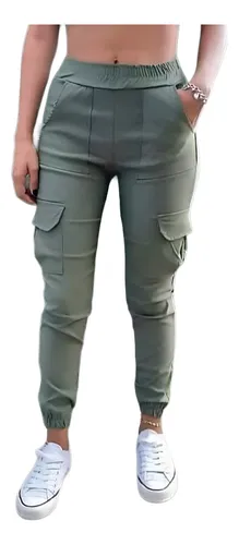 Pantalón Cargo Para Dama Negro , Verde , Beige