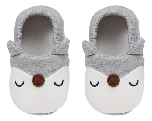 Pantufa Bebê Raposa Cinza Antiderrapante - Buba