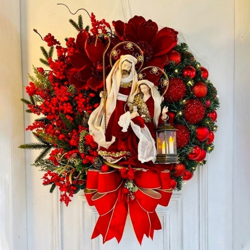 A Sagrada Familia Jesus Corona De Navidad For Ventana 30 Cm