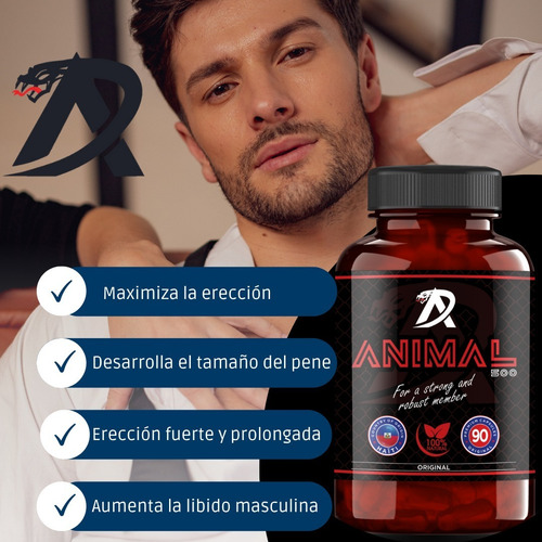 Imagen 3 de 8 de Erección Fuerte - Firme Y Duradera Cápsula Animal500