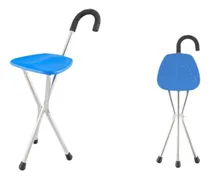 Comprar Bastón Ortopédico Genercia Azul Plegable Con Asiento Oferta