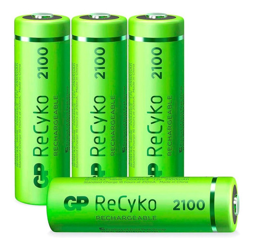 Imagen 2 de 7 de Set 12pilas Recargables 2100 Aa Gp Recyko 3 Blister X4