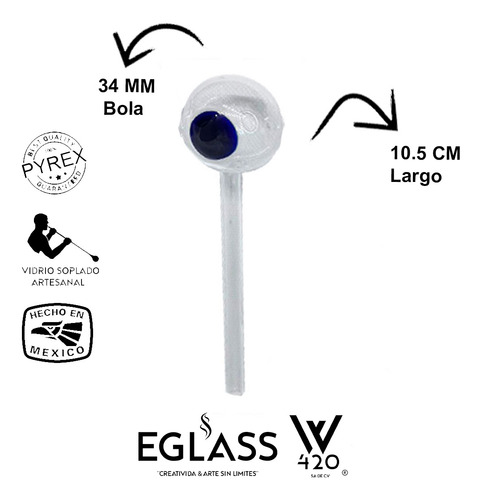 100 Pz Bong Glassball Punto Azul 34mm