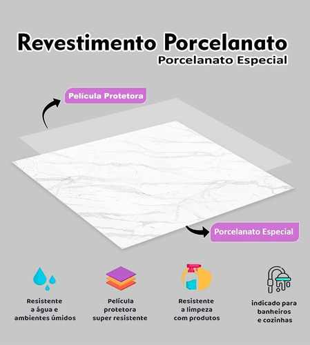 Piso Vinílico Mármore Branco Laminado Autocolante M²