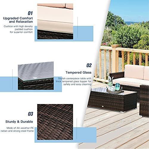 Imagen 5 de 10 de Outsunny - Juego De Muebles De Patio Acolchados, 4 Piezas, C