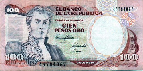 Billetes Antiguos Colombia 20, 100 Y 200 Pesos Oro (Usado)