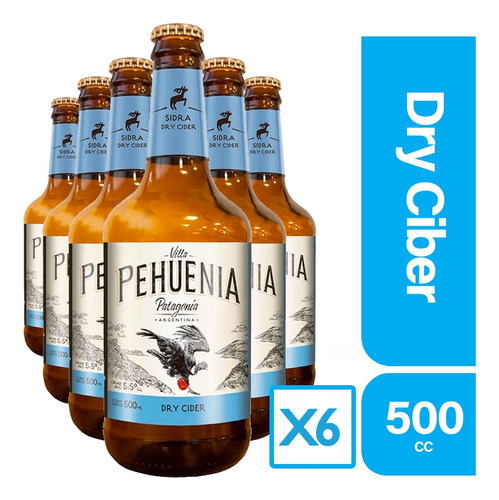 Pack 6 Sidra Villa Pehuenia Dry Cider Botella 500ml