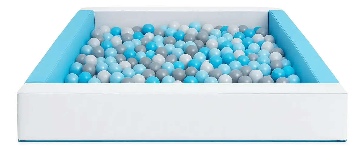 Alberca Para Pelotas Cuadrada Multicolor +50 Pelotas Color Azul-Perla