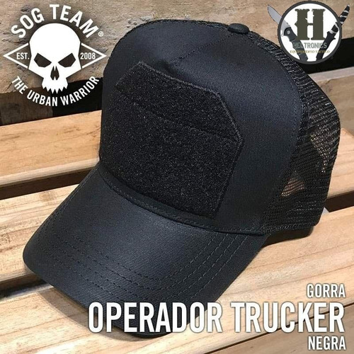 Gorra Operador Tactico Trucker Negro Abrojo Parche Sog Team