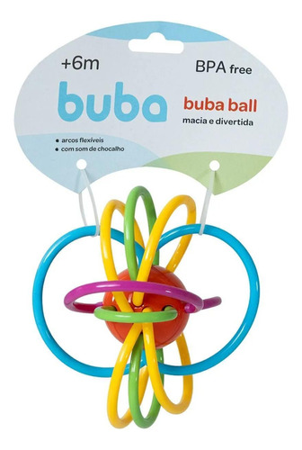 Brinquedo Chocalho Mordedor Bebê Macio E Flexível Buba Ball Cor Azul-claro