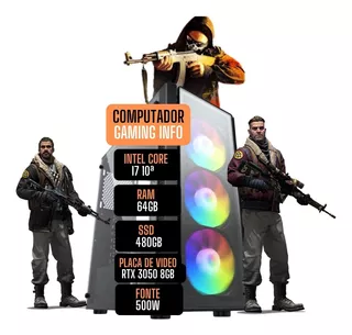 Cpu Gamer Gaming Info I7 10ªgeração 64gb Rtx3050 8gb 500w