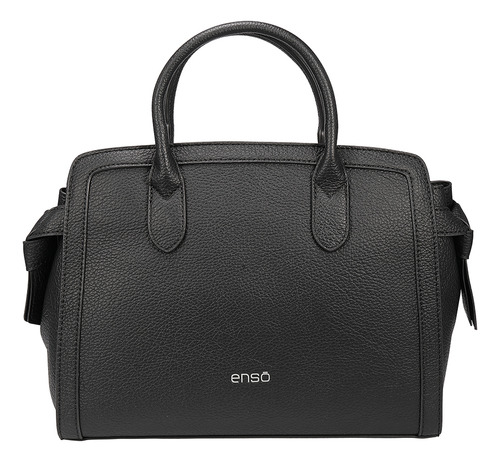Bolsa Satchel Enso Mujer Eb244107stb Negro Acabado de los herrajes Níquel Diseño de la tela Liso