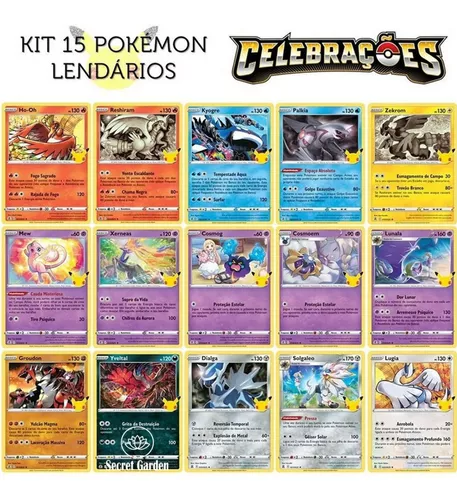 Coleção de cartas Pokémon Lendários com 15 cartas Originais COPAG