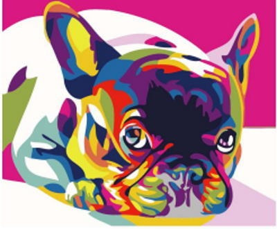 Pintura Numerada Buldogue Frances Colorido