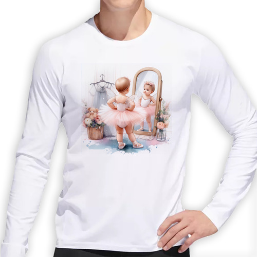 Remera Hombre Ml Bailarina Tierna Pasos En El Espejo