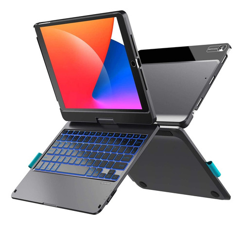 Funda Con Teclado Rgb Giratorio 360°  Para iPad - Touch Pad