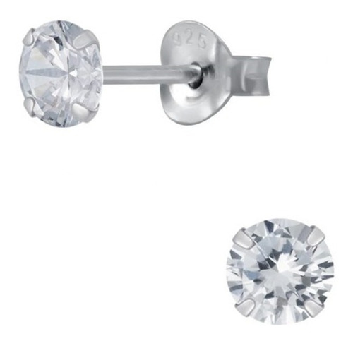 Brinco Masculino Prata Pura 950 Pedra Diamante Sintético 6mm